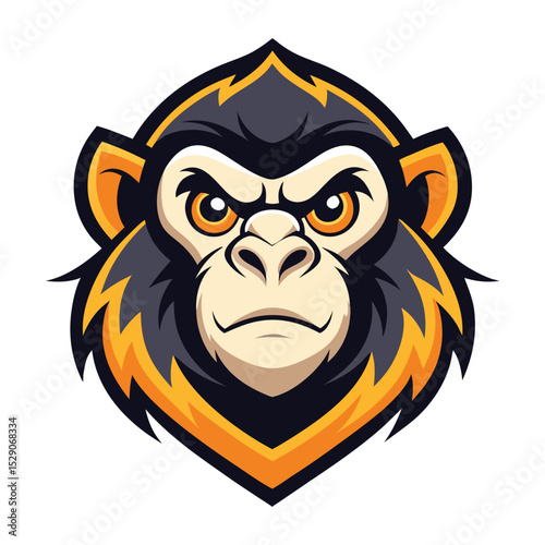 Angry chimpanzee mascot head cartoon illustration