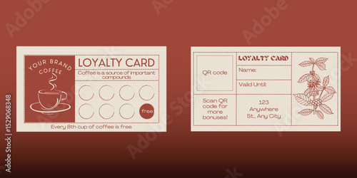 retro vintage loyalty card coffee shop with the inscription sale