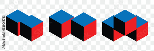 Cube icon. Isometric cubes block icon and data center logo