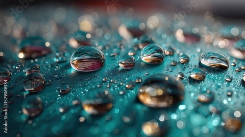 Water Droplets on Teal Surface