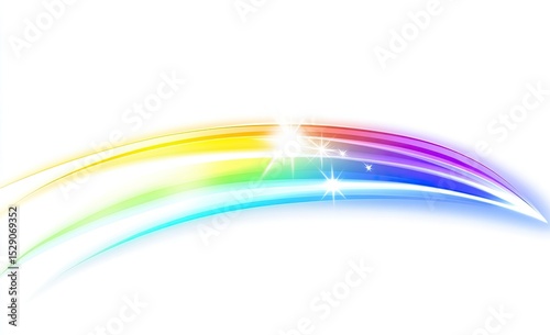 Abstract rainbow light streaks on white background