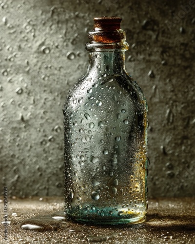 Wet Glass Bottle with Cork Stopper