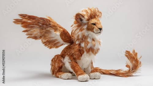 Winged Lion Sculpture Detailed Studio Shot