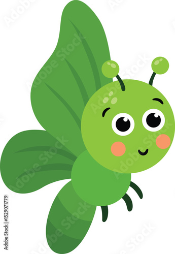 Adorable Happy Green Butterfly Ready for Adventur