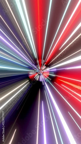 Wallpaper Mural Moving forward inside science fiction tunnel with many violet, blue, red and white light streaks - great for topics like hyperspace, time travel or teleportation. Torontodigital.ca
