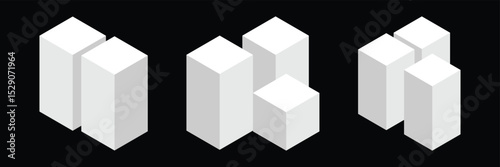 Cube icon. Isometric cubes block icon and data center logo