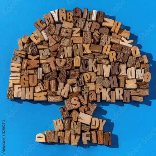 Wooden Letters Arranged in Tree Shape