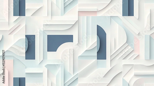 Minimalist Abstract Geometric Pattern with Soft Pastel Tones and 3D Layers