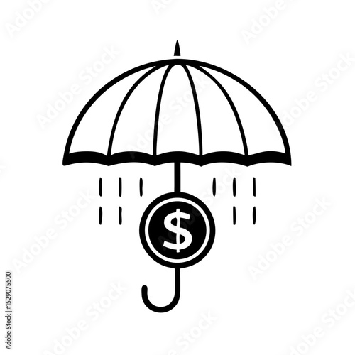 Money protection concept with umbrella and dollar symbol