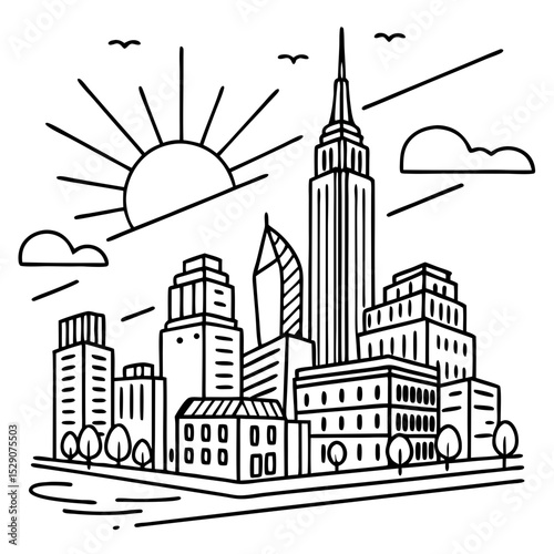 Minimalist vector illustration of a stylized tower silhouette against a solid black background, showcasing modern architectural design and creative simplicity in visual representation
