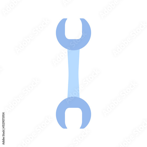 Light blue open end wrench tool illustration on white background
