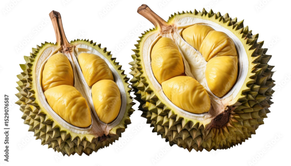 Obraz premium Gold, silver, and bronze medals rest on a white background beside a plate of delicious, ripe durian, a sweet, fresh tropical fruit from Thailand