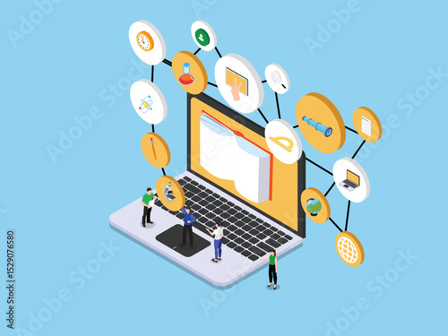 Digital Education and Online Learning Network Isometric Concept