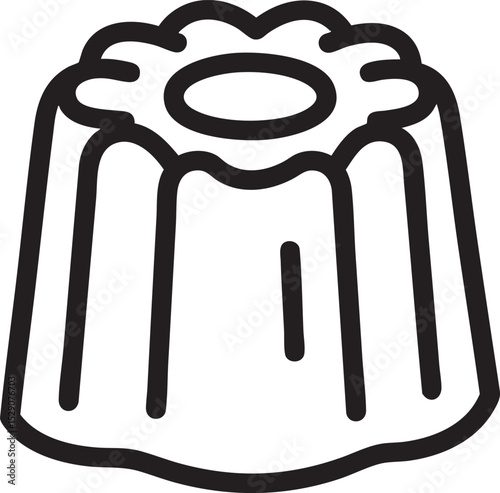 Simple Outline Drawing of a Bundt Cake with a Hole in the Middle black and