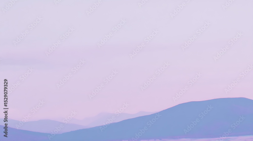 Fototapeta premium Pastel mountain range hazy skyline view