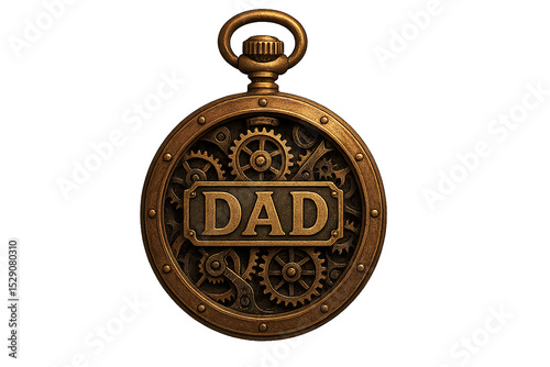 Vintage Pocket Watch with Dad Engraving. Generative AI.