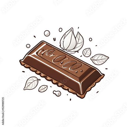 Minimal Line Art Icon of a Chocolate Bar – Cute Snack Illustration