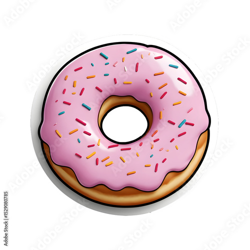 Simple Line Art Icon of a Donut with Sprinkles – Minimal Bakery Clipart