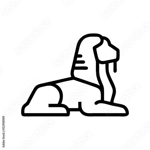 Sphinx icon. Detailed sphinx illustration perfect for travel brochures or museum guides. This ancient egyptian sphinx design is ideal for website icons and app symbols.