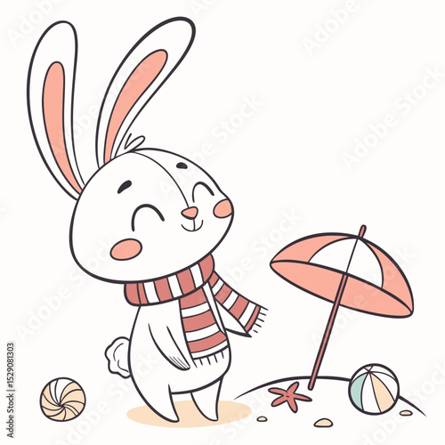 Happy Bunny Beach day SVG (with a scarf)
