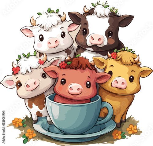 Cartoon Holiday Cow Cub Illustration