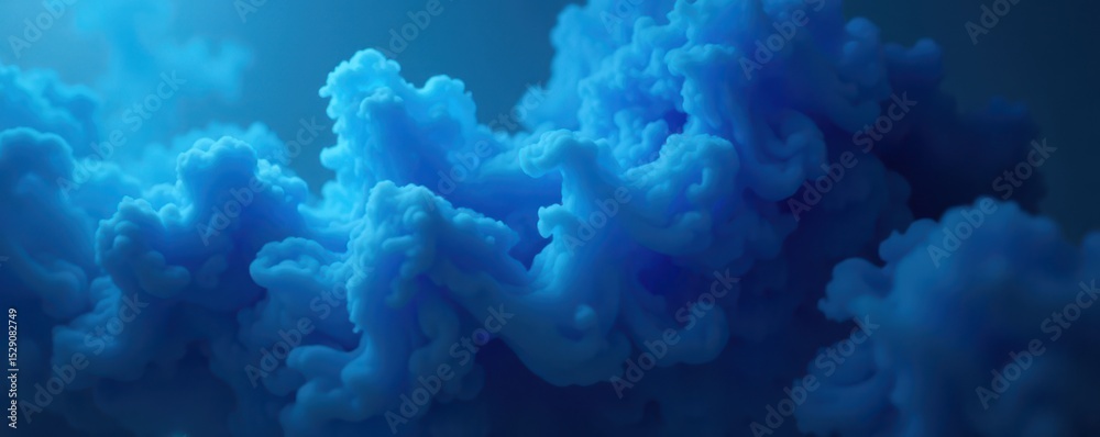 Obraz premium Dense, deep blue smoke billowing, dynamic form , blue smoke, abstract