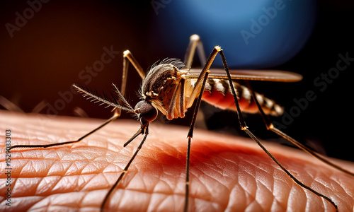 mosquito sucking blood extreme closeup