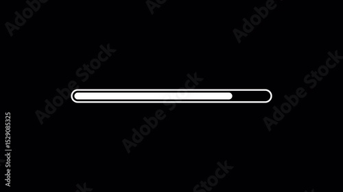 Loading progress bar animation with transparent background, Animated progress bar from 0 to 100 percwnr with alpha channel.