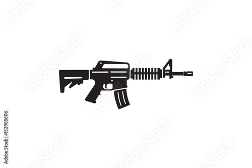 Machine gun silhouette on white background.01