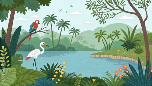 Wallpaper Mural Tropical forest and Birds
 Torontodigital.ca