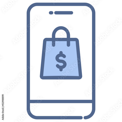 Mobile Shopping Blue Icon
