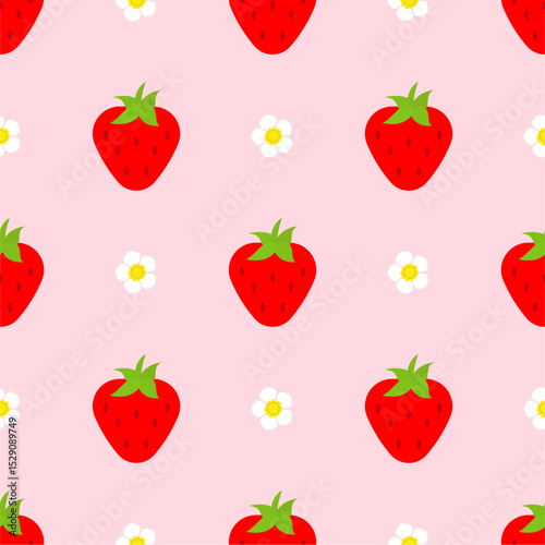 Seamless pattern with cute strawberry.