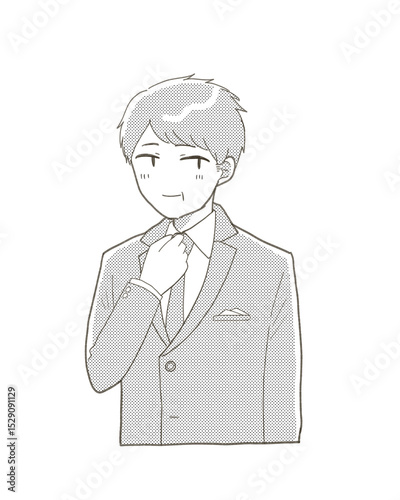 おめかしをして微笑むミドル男性