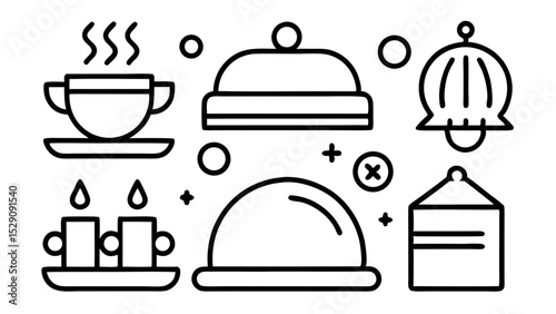Hotel service icons coffee cloche candles bell