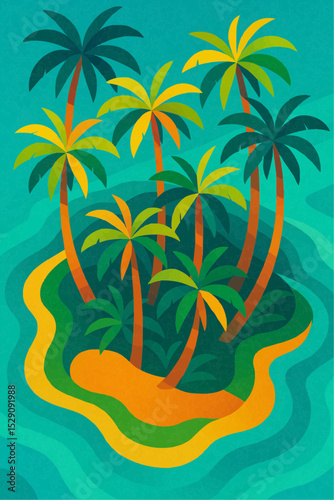 Tropical Island Paradise Lush Palm Trees and Turquoise Waters