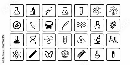 Hand drawn science icons set for education