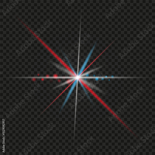Colorful Lens Flare Explosion with Red and Blue Light Beams