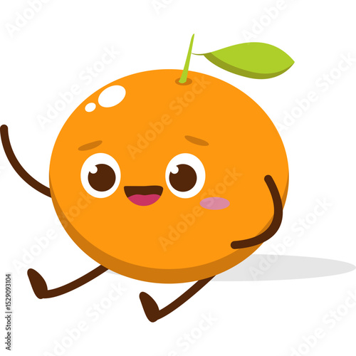 Cute Kawai Orange Character Mascot Element Icon