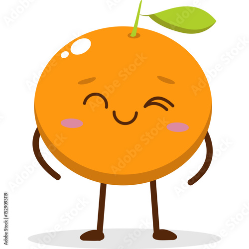 Cute Kawai Orange Character Mascot Element Icon