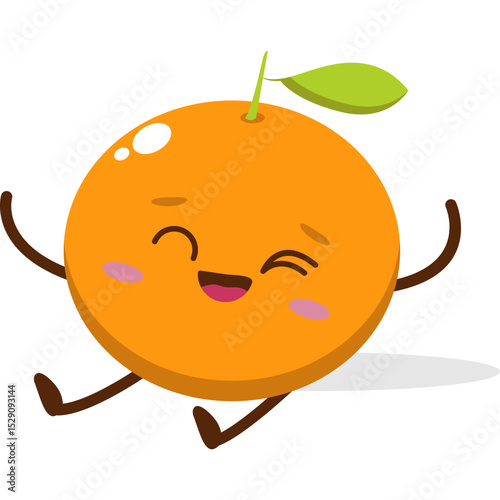 Cute Kawai Orange Character Mascot Element Icon