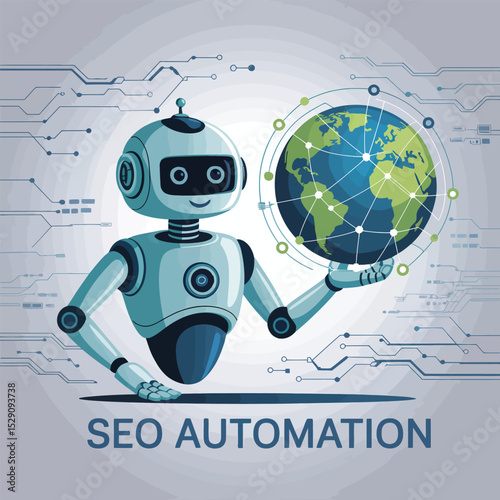 Friendly robot holding global network for seo automation