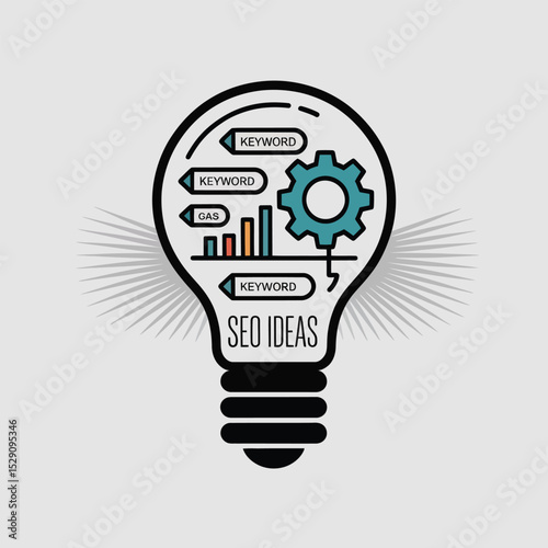Seo ideas lightbulb graphic illustration