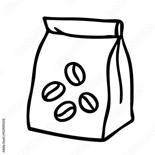 コーヒー豆袋　線画　手書き