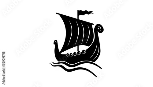Drakkar symbol, black isolated silhouette