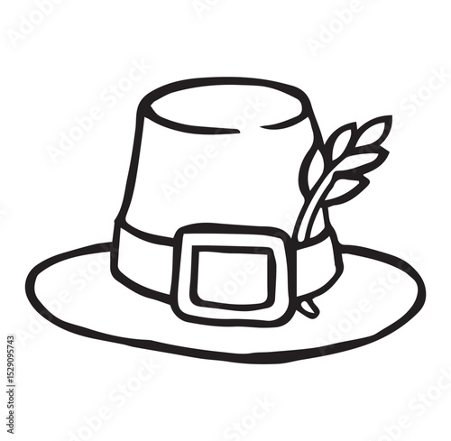 pilgrim hat, thanksgiving day. simple vector doodle illustration.
