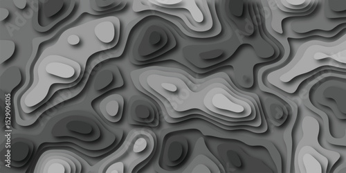 Abstract topographic map background with layered shades of gray forming a modern and stylized natural pattern with soft shadows and artistic aesthetic.