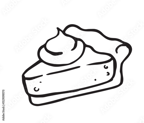 pice of homemade thanksgiving pie. cute doodle illustration