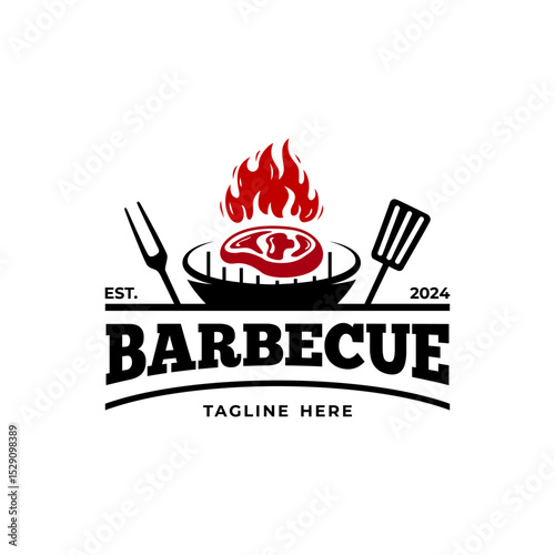 barbecue grill logo with flames