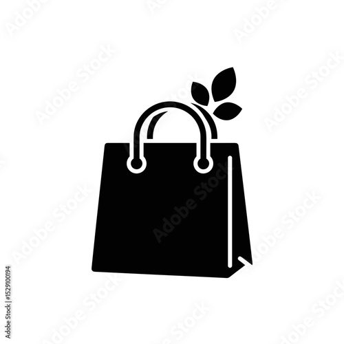 Eco-friendly shopping bag silhouette with leaf design  