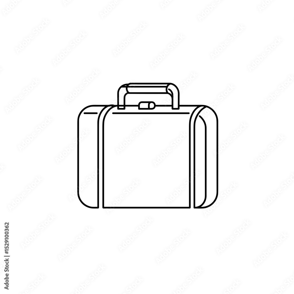 Line drawing of a suitcase with handle in minimalistic style  